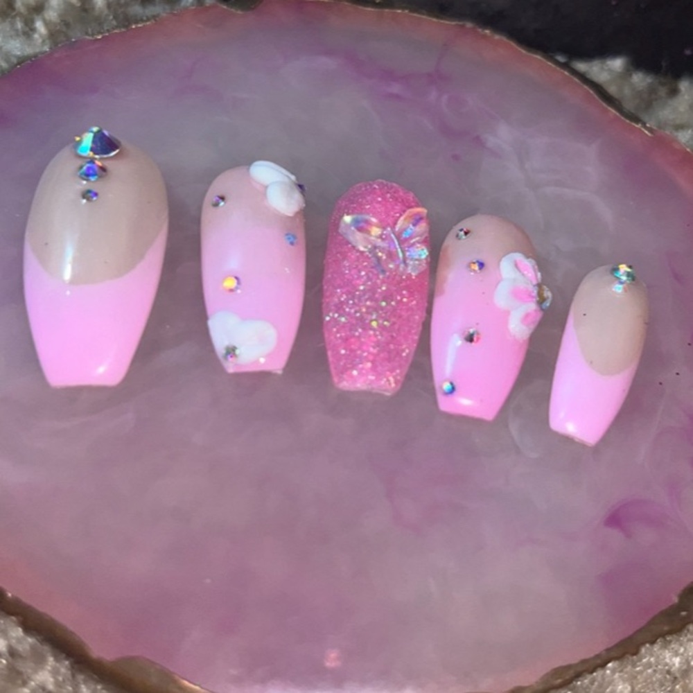 Custom Pink Press Ons